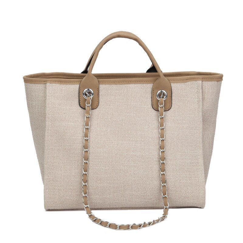 Casual Large Capacity Tote Chains Women Handbags Luxury Canvas Lady Shoulder Bag