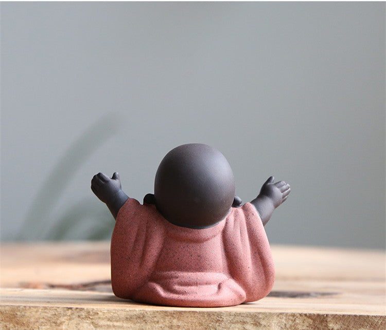 mini tea pet house decoration yixing zisha purple clay tea play on table Buddha