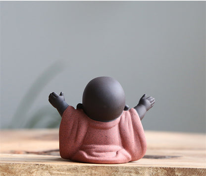 mini tea pet house decoration yixing zisha purple clay tea play on table Buddha