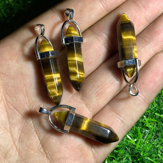 4pc Natural Tiger's eye Quartz Crystal Necklace Pendant healing