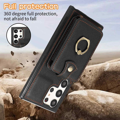 For Samsung Galaxy S25 Ultra/S25+ Case Wallet with Card Holder 360°Rotation Ring