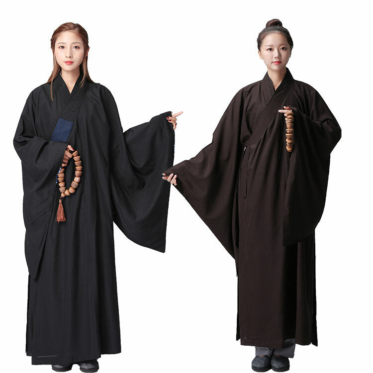 Cotton Shaolin Buddhist Monk Dress Meditation Long Robe Gown Kung Fu Uniform New