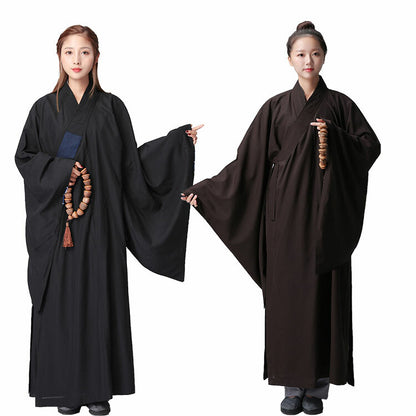 Cotton Shaolin Buddhist Monk Dress Meditation Long Robe Gown Kung Fu Uniform New