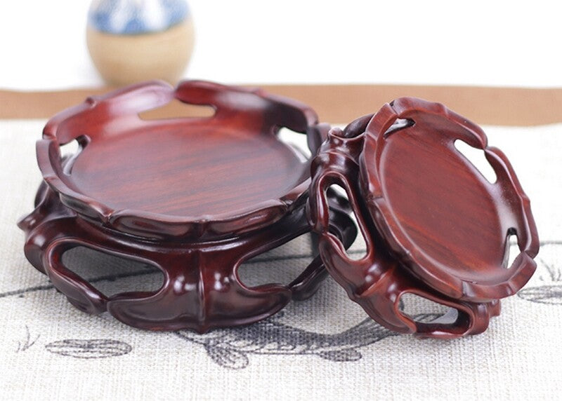 Rosewood Round Fishbowl Display Stand Crystal Sphere Ball Stone Holder Rack Base