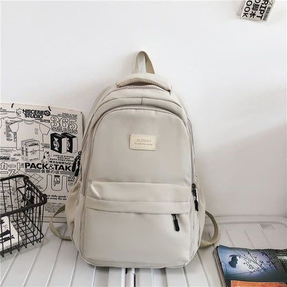 Fashion Nylon Backpack Book Bag Solid Color Big Schoolbag Laptop Backpack Green