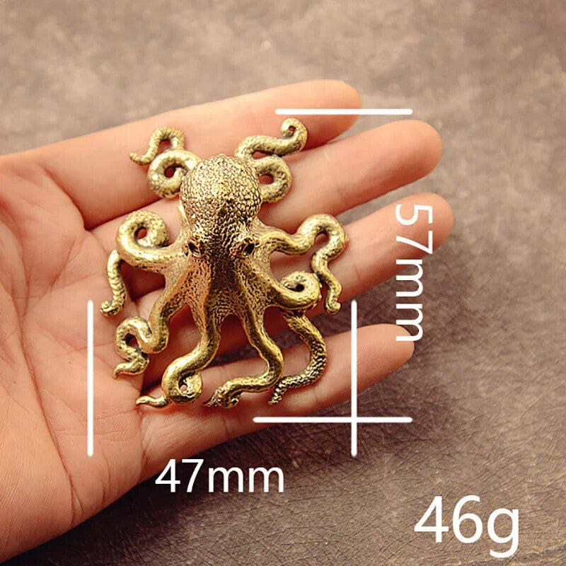 Small Octopus Statue Metal Brass Tea Pet Table Ornament Home Decorations Tea Set