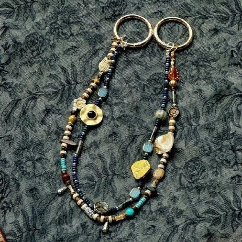 Vintage Beaded Bag Charm Retro Niche High-End Purse Chain Pants Chain