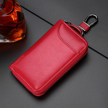 Zipper Wallet Leather Men Key Holder Pouch Purse Unisex Useful Key Organizer Bag