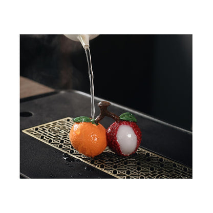 Fruit Color Change Resin Tea Pet 8.5cm 3.4in Tea Play Kung Fu Tea Set Decoration