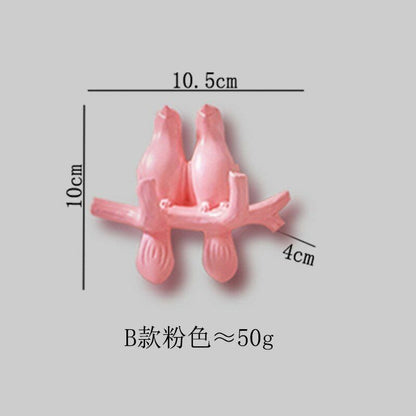 4Pcs/Set Birds Resin Hooks Wall Decor Bedroom Door Seamless Coat Frame Organizer
