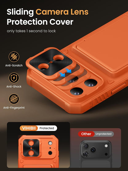 for Iphone 17 Pro Max Case with Card Holder (4 Cards) [RFID Blocking] & Slide Ca