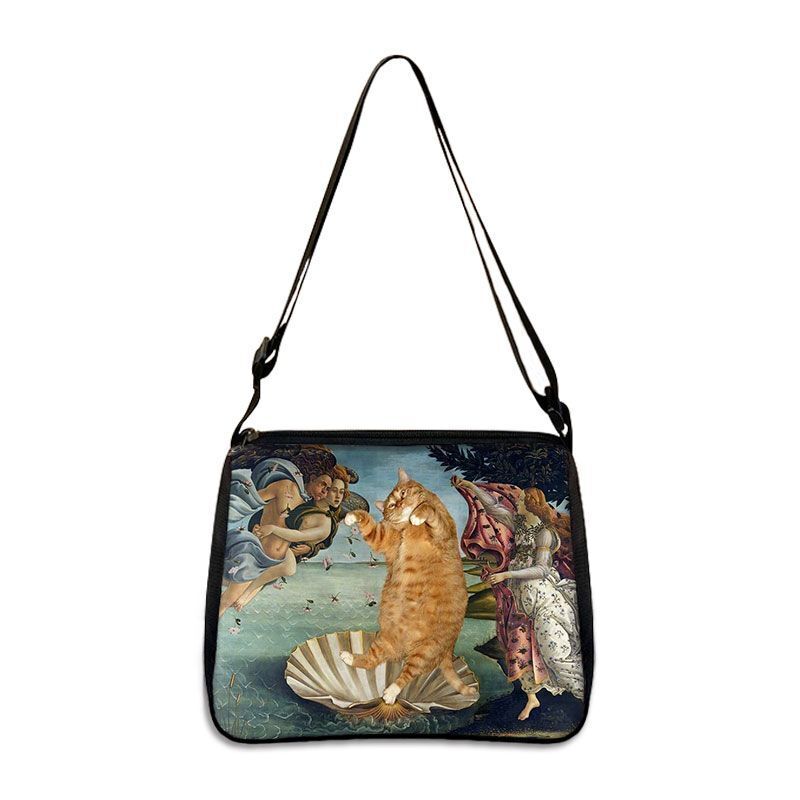 Funny Cat Cosplay Messenger Bag Handbag Canvas Underarm Shoulder Bags Crossbody