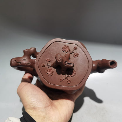 Yixing Zisha Clay Teapot Red Mud Plum Blossom Tree Stump Pot Yuan Youjun Mark