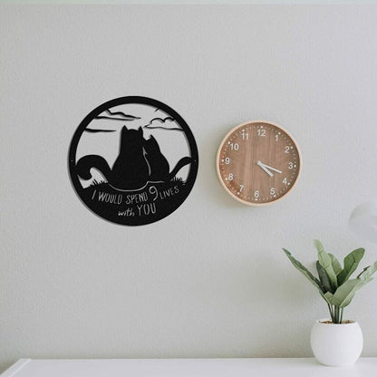 Metal Wall Art - Cat 9 Lives Crafts Metal Artwork Wall Stickers Shape Decoration