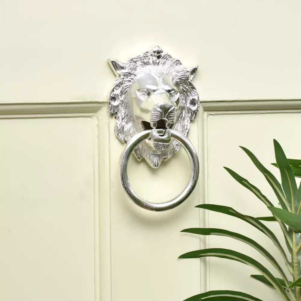 Antique Look Brass Silver Lion Door Knocker Door Bell Home Decor
