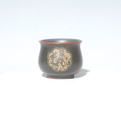 70ml Chinese Purple Pottery Handcarved Twelve Zodiac Master Cup Kungfu Teaware