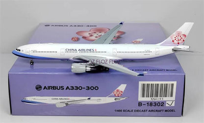 JC Wings China Airlines for Airbus A330-300 B-18302 1:400 Plane Pre-built Model