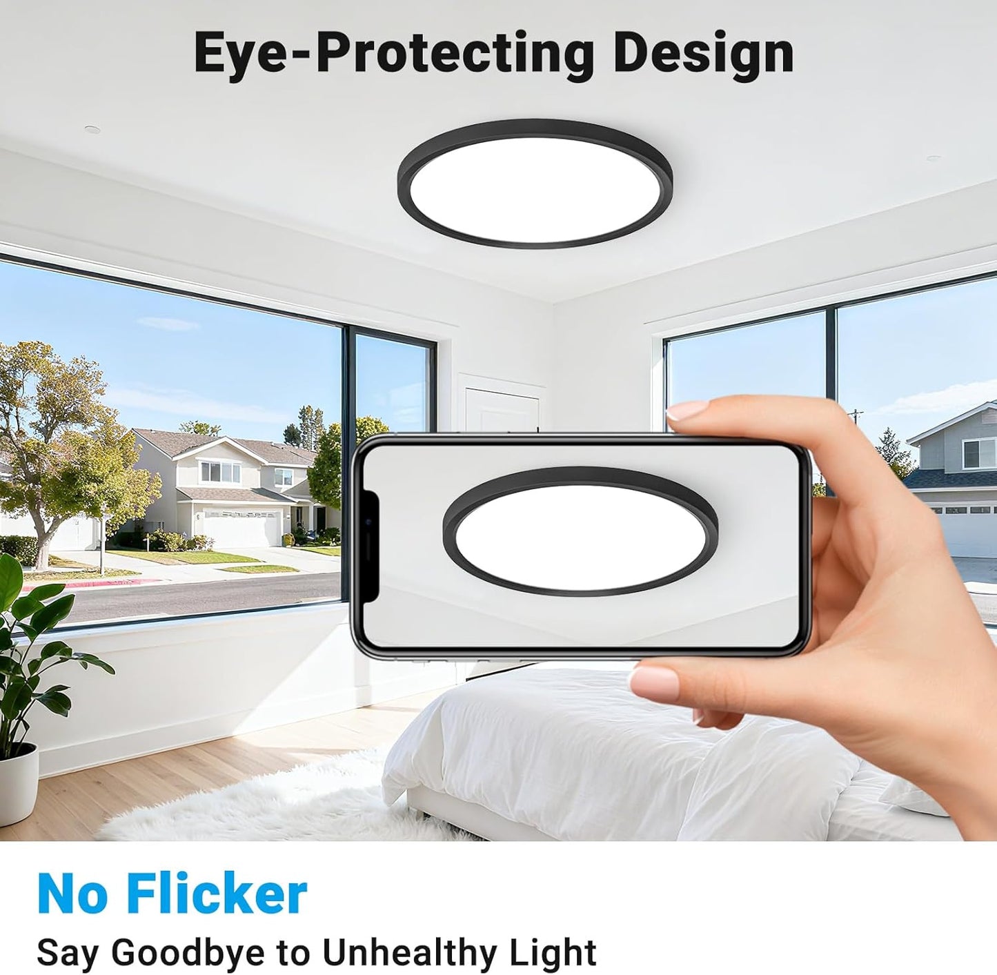 LED Flush Mount Ceiling Light,12Inch 24W,3000K/3500K/4000K/5000K/6500K 5 Color T