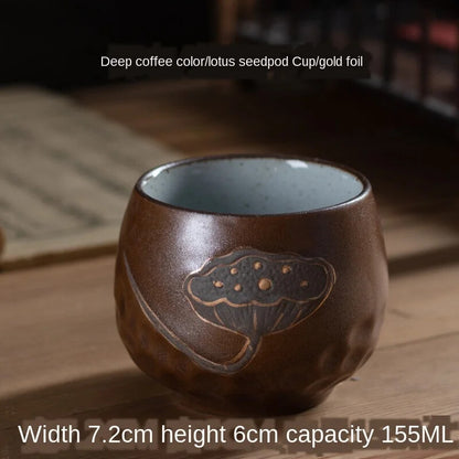 Kung Fu Tea Cup Single Cup Ceramic Master Cup Teacup Handmade Cool Vintage Coars