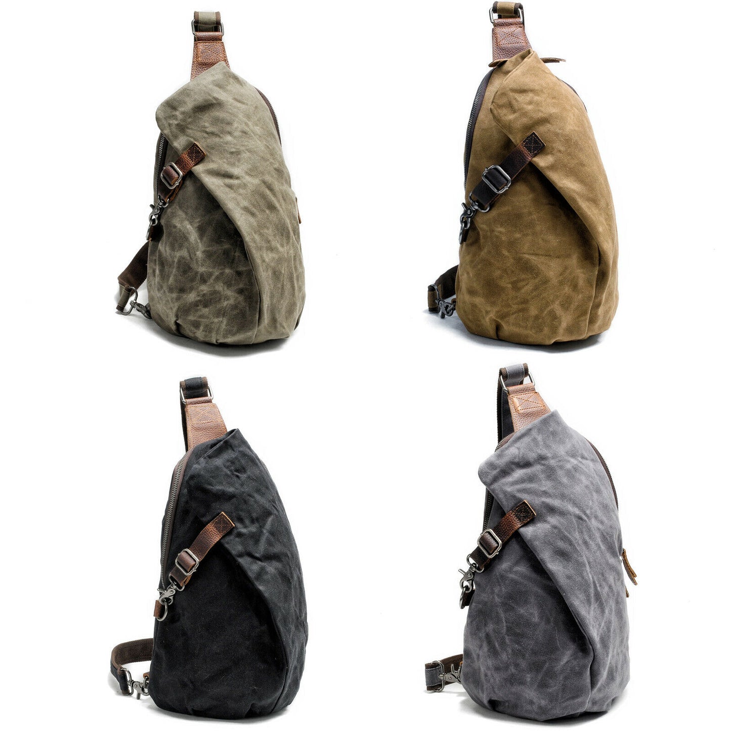 Waxed Canvas Sling Bag One Strap Backpack Rucksack Chest Pack Single Strap