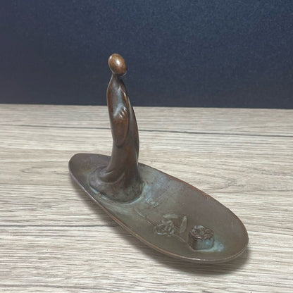 Enlightenment Zen Buddha Incense Holder Metal Cast Boat Stick Incense Tray