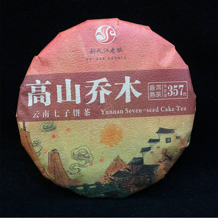 Yunnan Seven-seed Cake Tea Ripe Pu-erh Tea Gao Shan Qiao Mu Shu Puer 357g