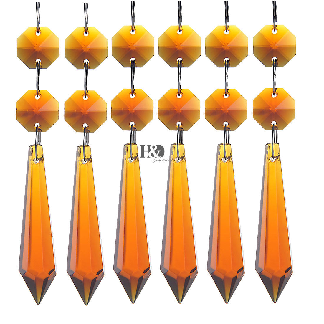20pcs Hang Amber Chandelier Glass Crystals Lamp Prisms Parts Drops Pendants