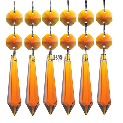 20pcs Hang Amber Chandelier Glass Crystals Lamp Prisms Parts Drops Pendants
