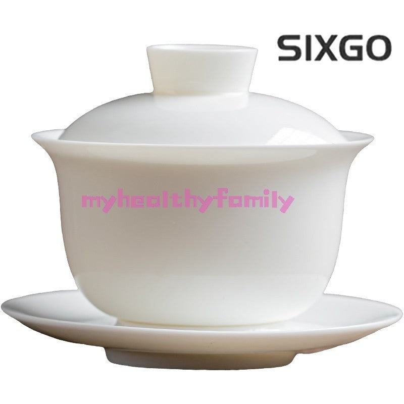 Sheep Fat Jade Porcelain San Cai Gaiwan White Porcelain Tea Set Household
