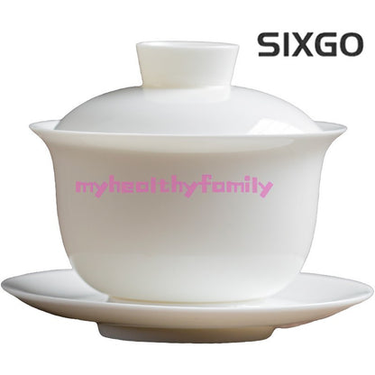 Sheep Fat Jade Porcelain San Cai Gaiwan White Porcelain Tea Set Household