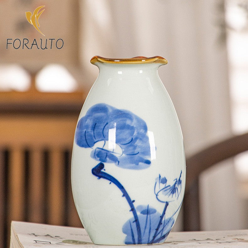 14Cm ancient vase hand-painted ceramic blue and white porcelain ornaments -