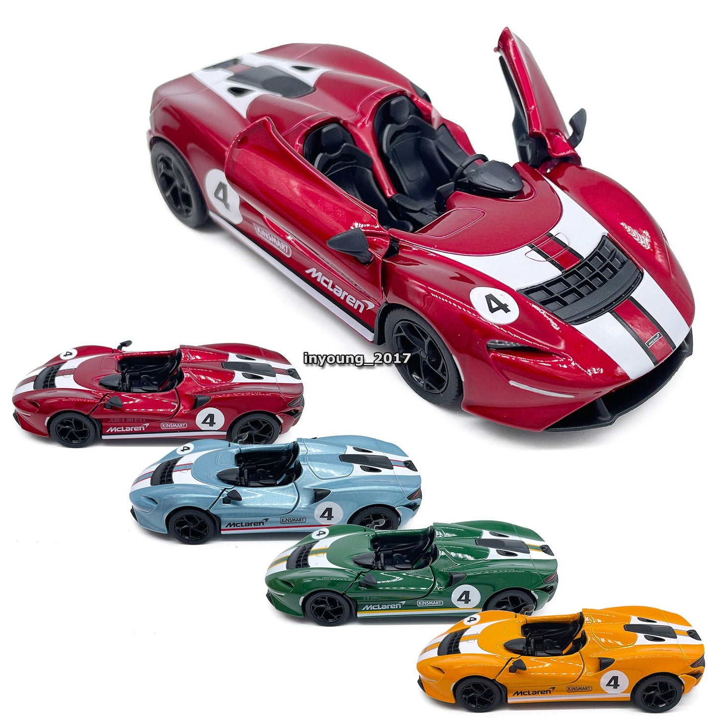1/36 Scale McLaren Elva Model Toy Car Diecast Toy Vehicle Doors Open Pull Back