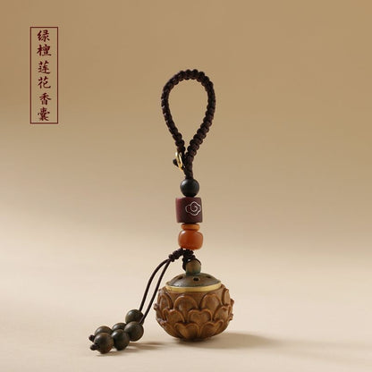 Sandalwood Sachet Ball Hollow Keychain Retro Aromatherapy Pendant Phone Chain