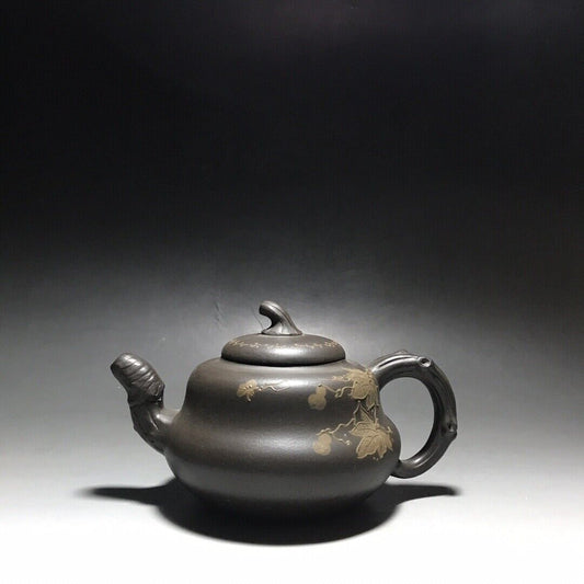 vintage chinese yixing purple clay teapot zisha ceremony carving Collectible art