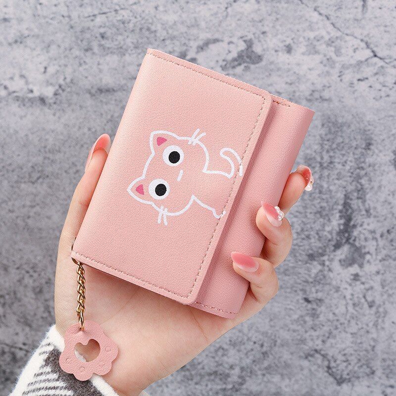 Wallet Cute Short Wallet Leather Small Purse Money Bag Card Holder 11.5x2x9 cm