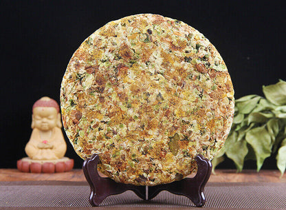 GU SHU CHA HUA Flower Lincang Snowy Mountains Ancient Tree Raw Puer Tea 357g