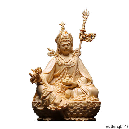Wood Carved Padmasambhava Statue Guru Rinpoche Tibetan Buddhism Sculpture