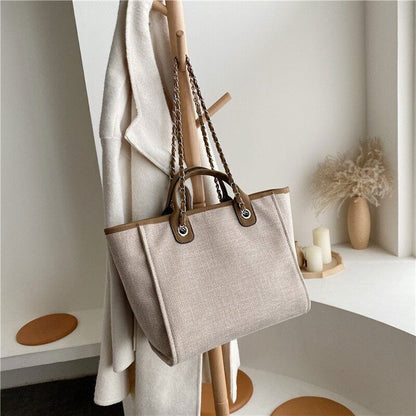 Women Chain Tote Bag Shoulder Bags Beach Canvas Handbags Women's Bag