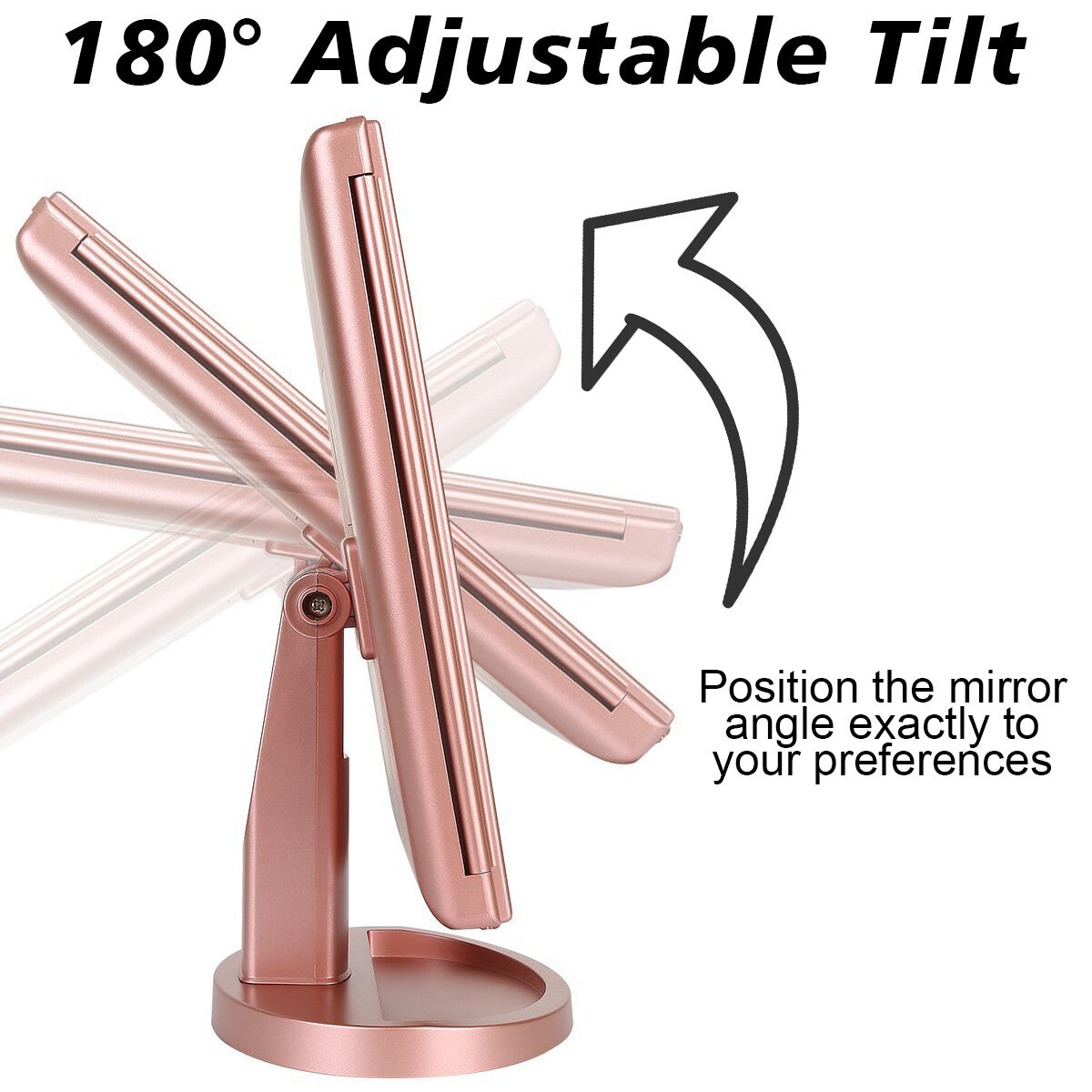 Makeup 3 Panel Vanity Mirror with LED Lights, 1x 2x 3x Magnification, Dimmable