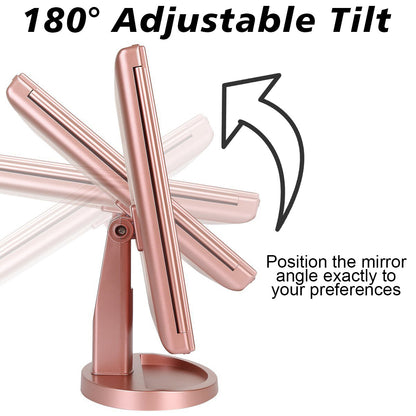 Makeup 3 Panel Vanity Mirror with LED Lights, 1x 2x 3x Magnification, Dimmable