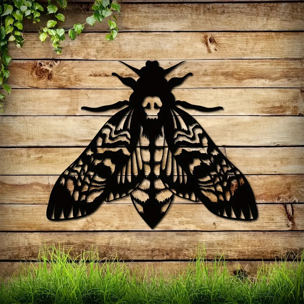 Metal Gothic Death Head Moth Art Wall Decor Moth Metal Art Metal Moth Sign Moth