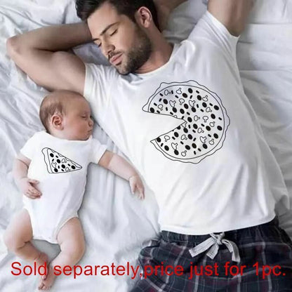 Matching Clothes Pizza T-shirts Cotton Family Father Mother Daughter Romper Baby