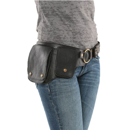 Men Women Medieval Steampunk Pu Leather Hip Belt Bag Pocket Waist Bag