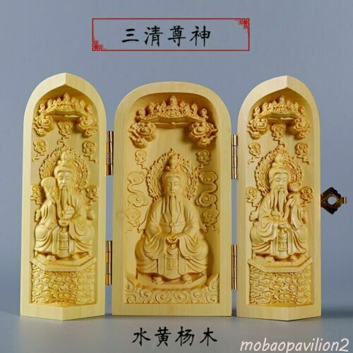 Sacred Talisman FENG SHUI Taoism Sanqing Taoist Sculpture Wood table decor
