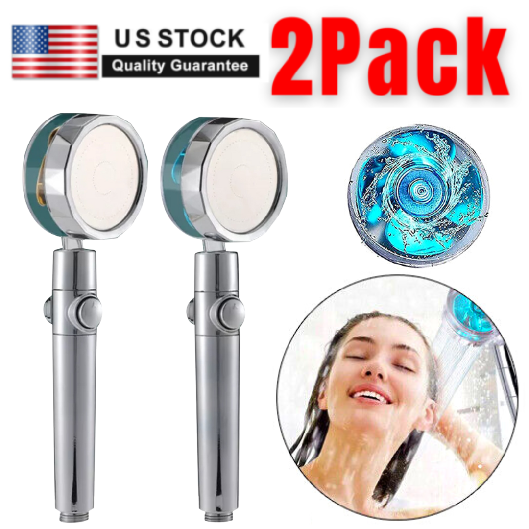 2 X Hydro Jet High Pressure Shower Head with 2 Filters,Handheld Turbo Spa Fan