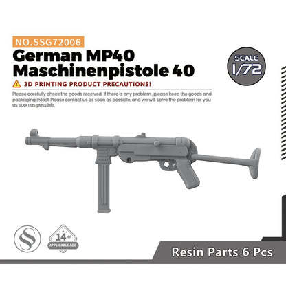 SSMODEL SSG72006 1/72 German MP40 Maschinenpistole 40
