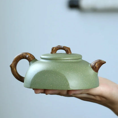 200cc Yixing Green Sand Purple Clay Sand Teapot Handmade Teapot