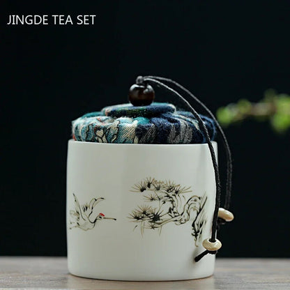 8cm Ceramics Tea Caddy Tieguanyin Storage Tank Portable Travel Tea Box Sealed