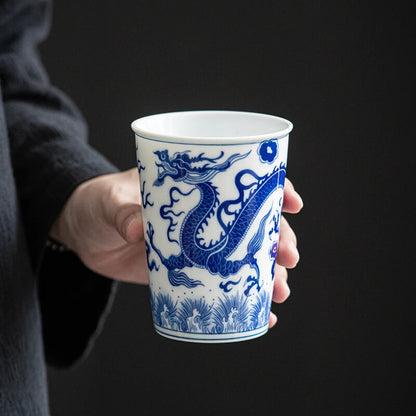Dragon Chinese Tea Cup White and Blue Beautiful Teacup Phoenix Teaware A Cup