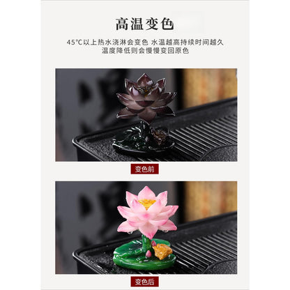 Lotus Golden Toad Color Change Resin Tea Pet 8.8cm Tea Play Kung Fu Tea Set